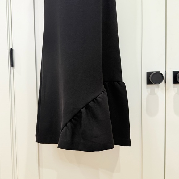 Smock Mohawk General Store Shift Midi Dress Black Size 2 Ruffle Hem Minimalist - Picture 5 of 10